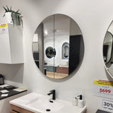 NEO ROUND 850MM INSET MIRROR CABINET - BLACK