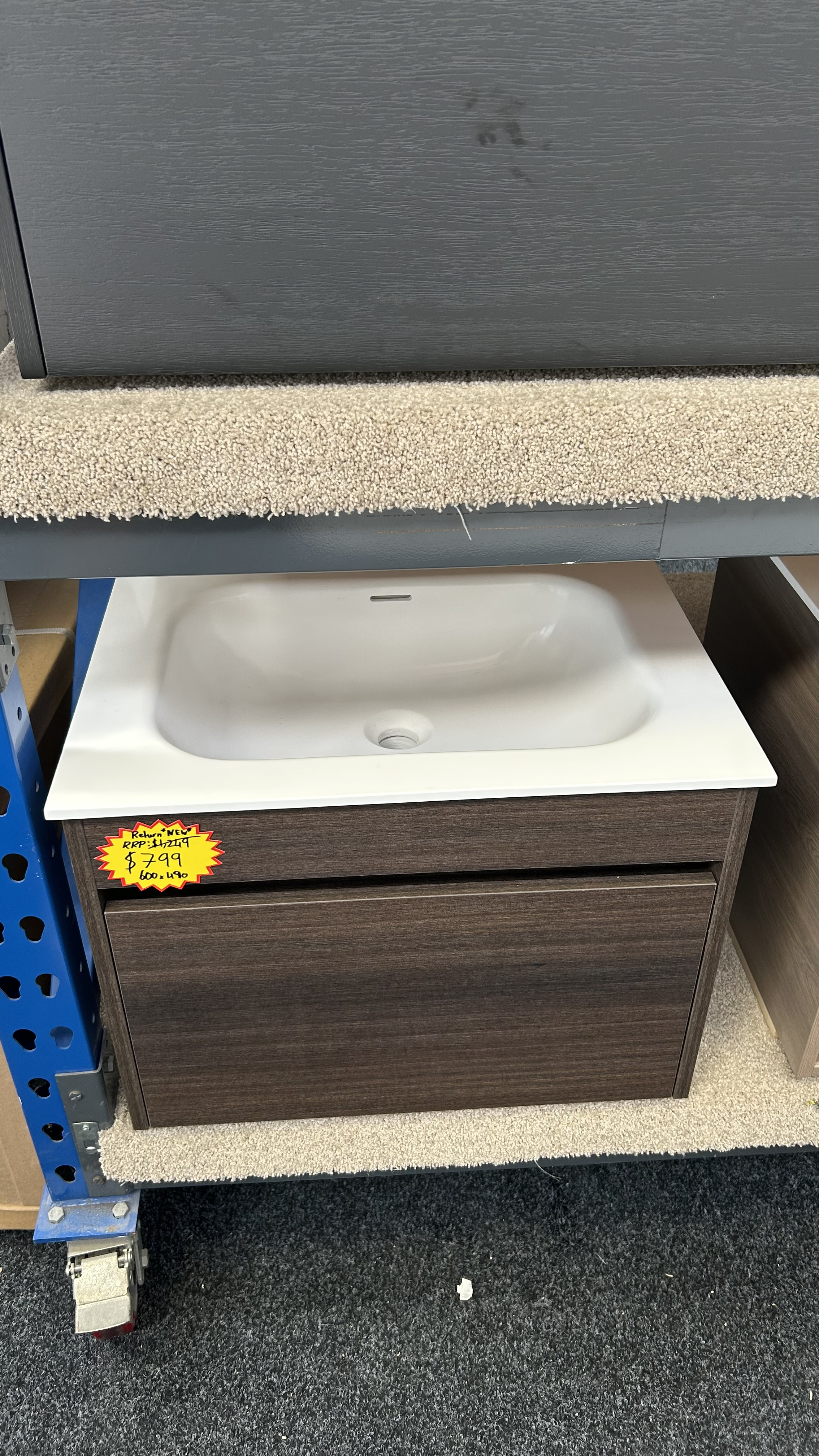 *Cancelled Order* LUXE 600 Wall hung Vanity – Single Bowl, One Drawer