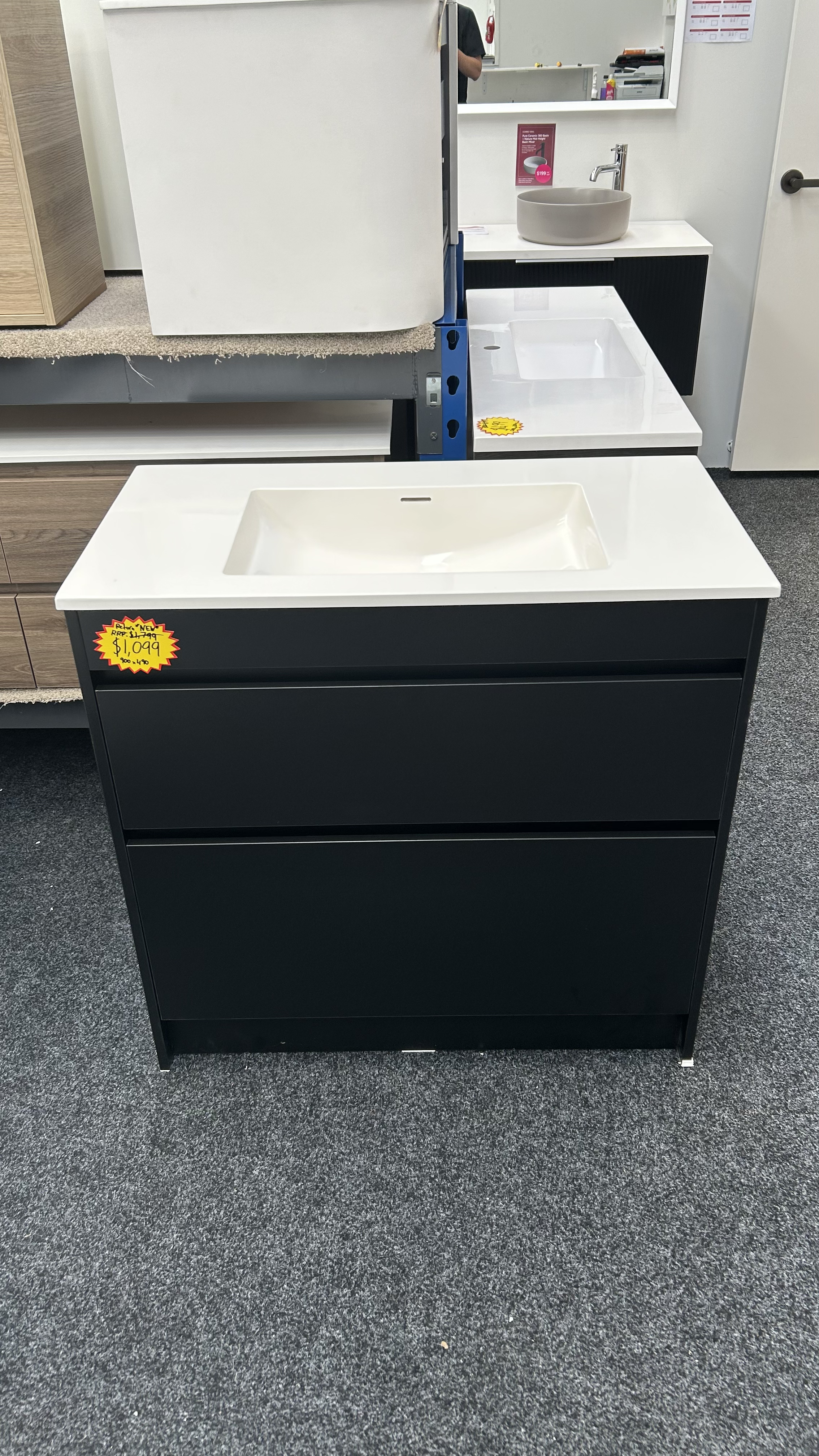*Cancelled Order* LUXE 900 Floor Standing Vanity – Single Bowl, Two Drawer