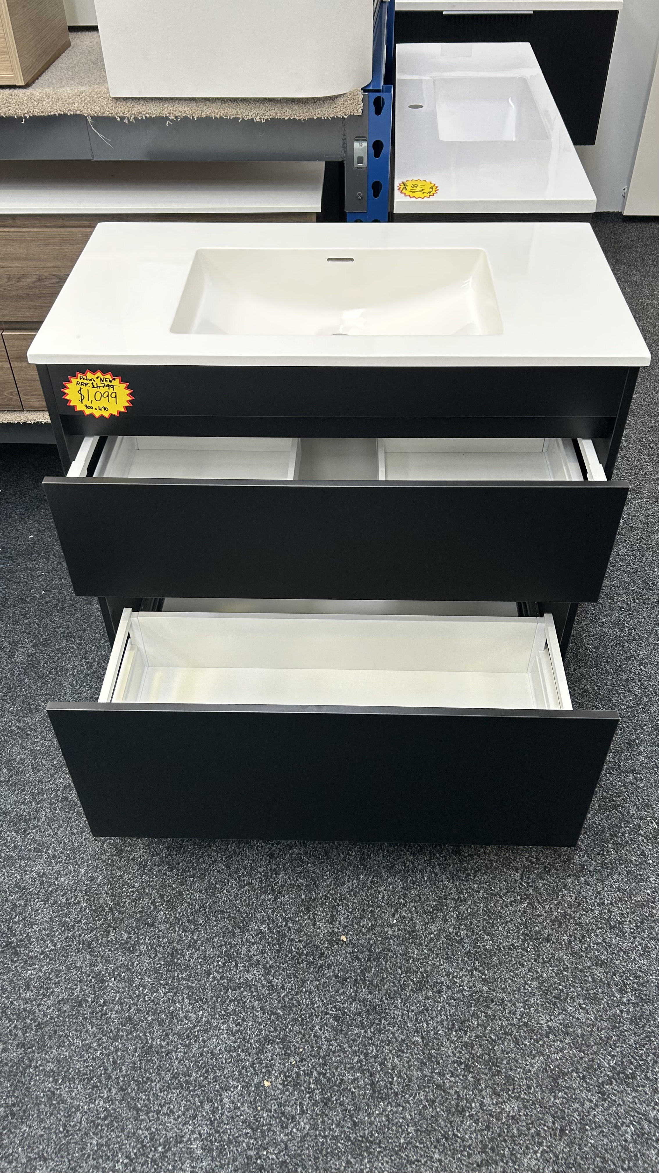 *Cancelled Order* LUXE 900 Floor Standing Vanity – Single Bowl, Two Drawer