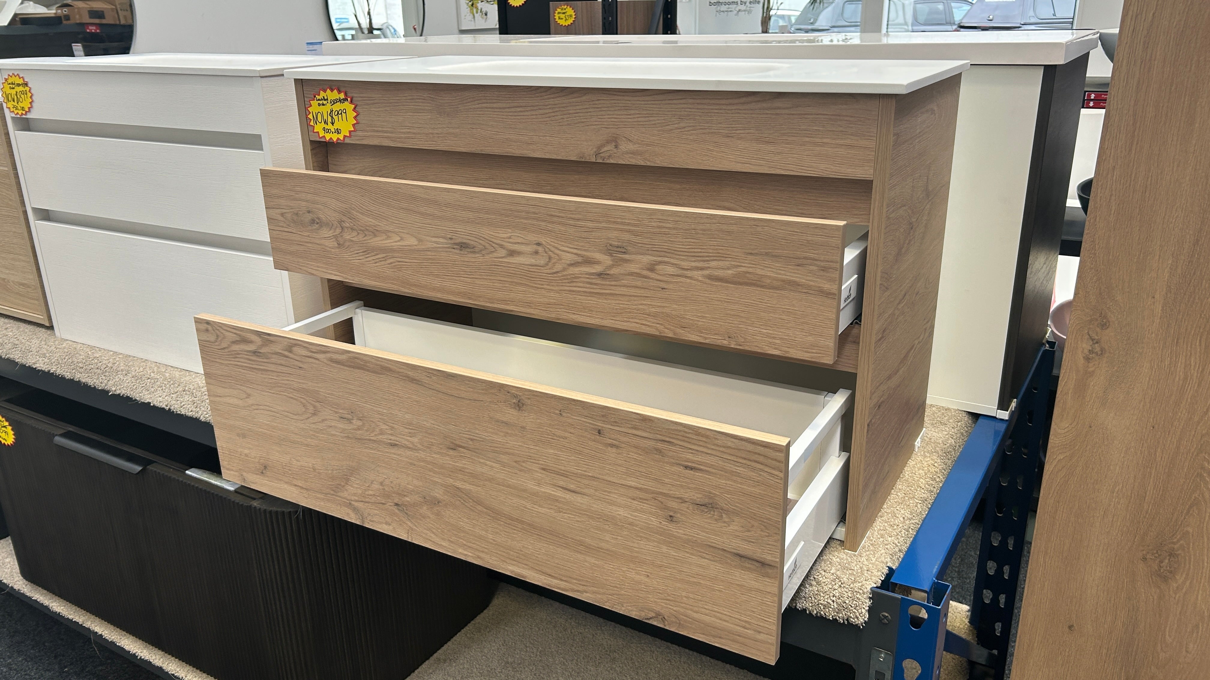 *Cancelled Order* LUXE 900x380 Wall Hung Vanity – Single Bowl, Two Drawer