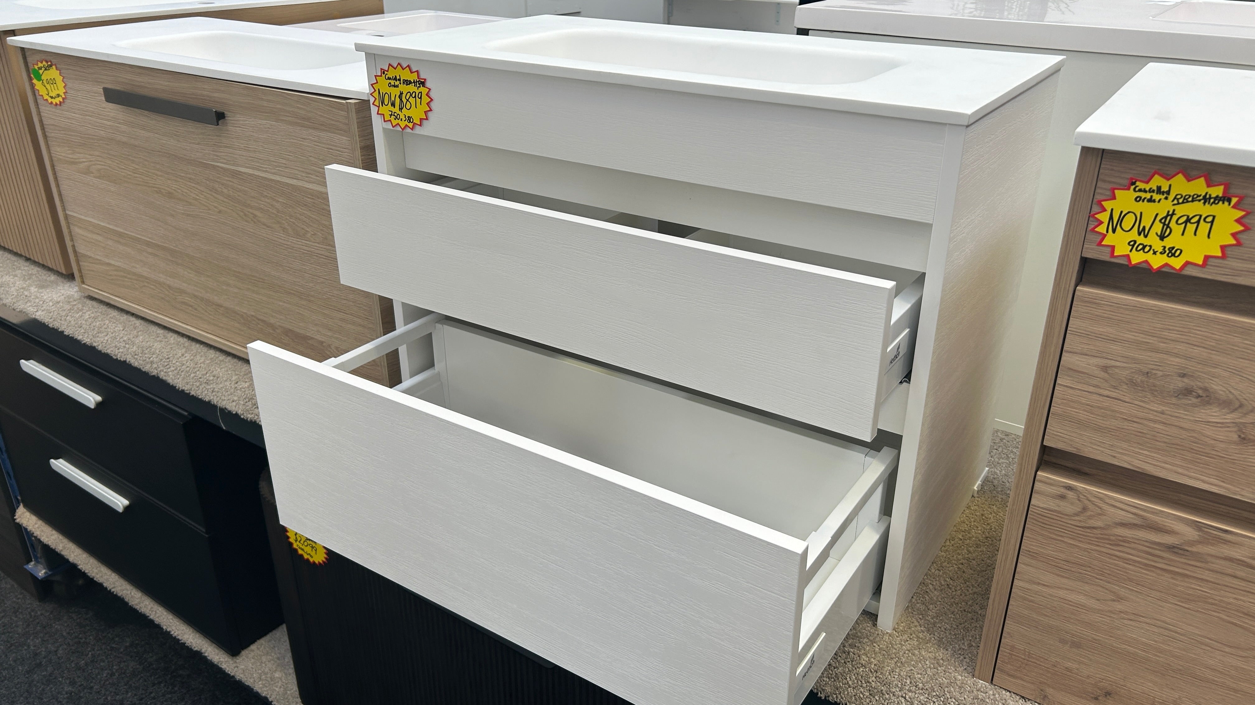 *Cancelled Order* LUXE 750x380 Wall Hung Vanity – Single Bowl, Two Drawer