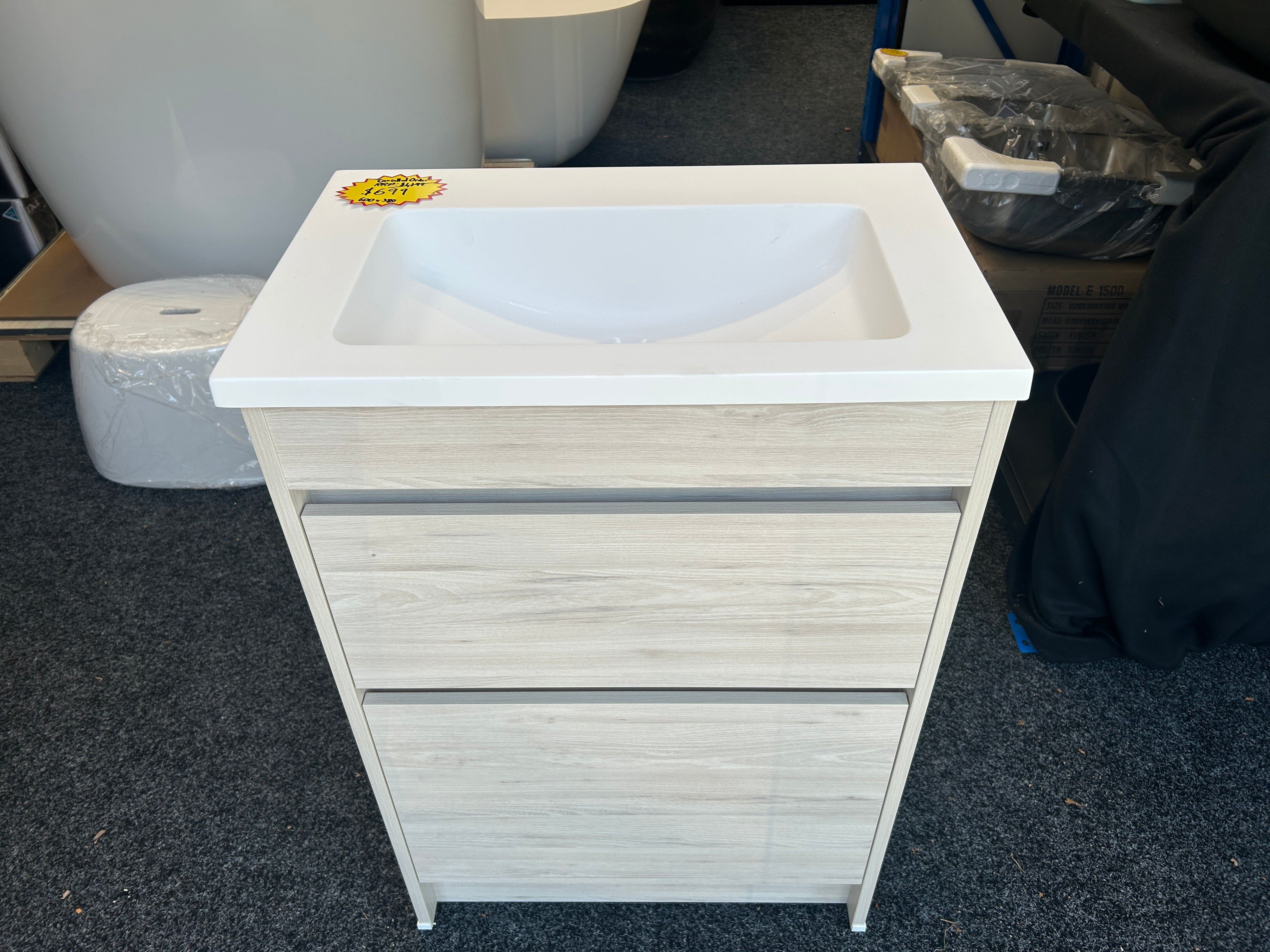 *Cancelled Order* LUXE 600 Slim Floor Standing Vanity – Single Bowl, 2 Drawer