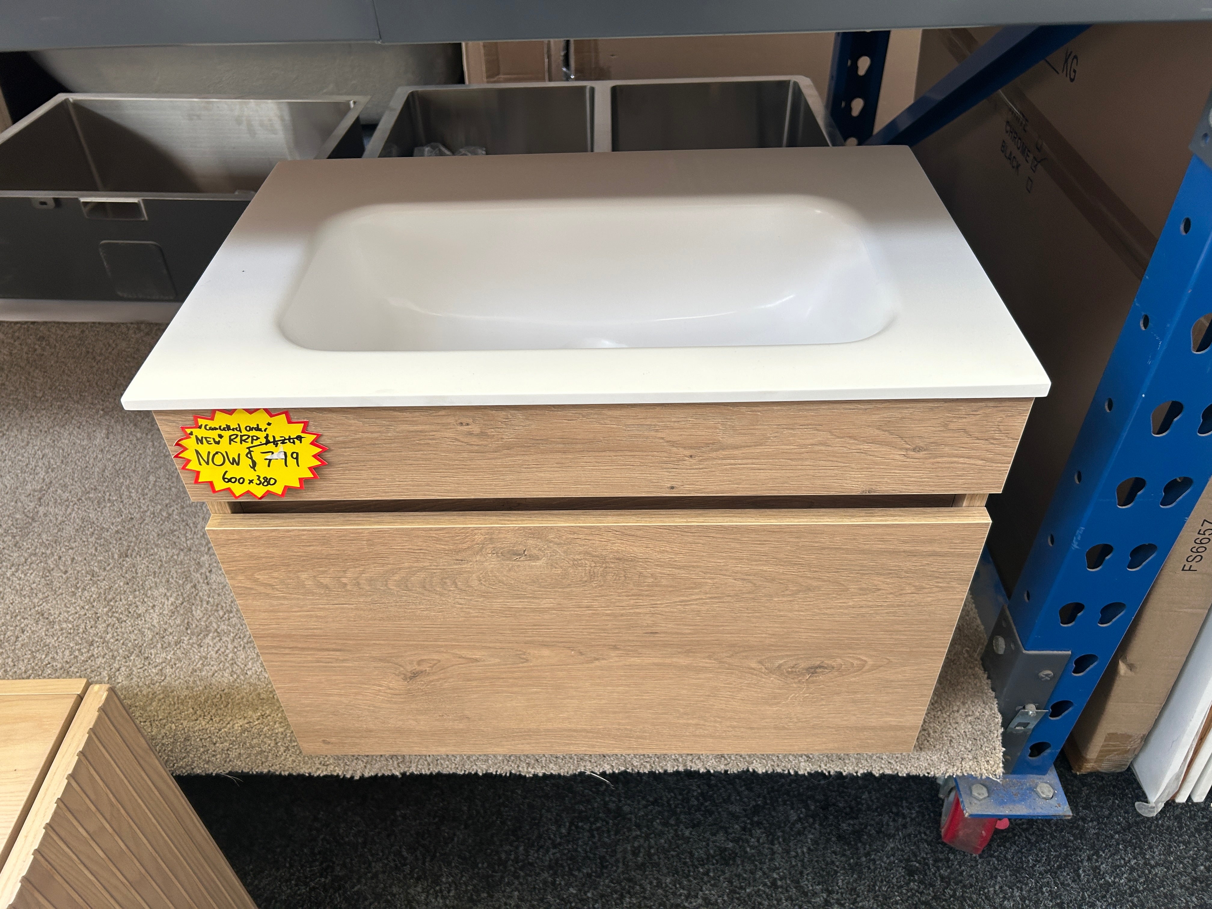 *Cancelled Order* LUX 600 Slim Wall Hung Vanity – Single Bowl, 1 Drawer