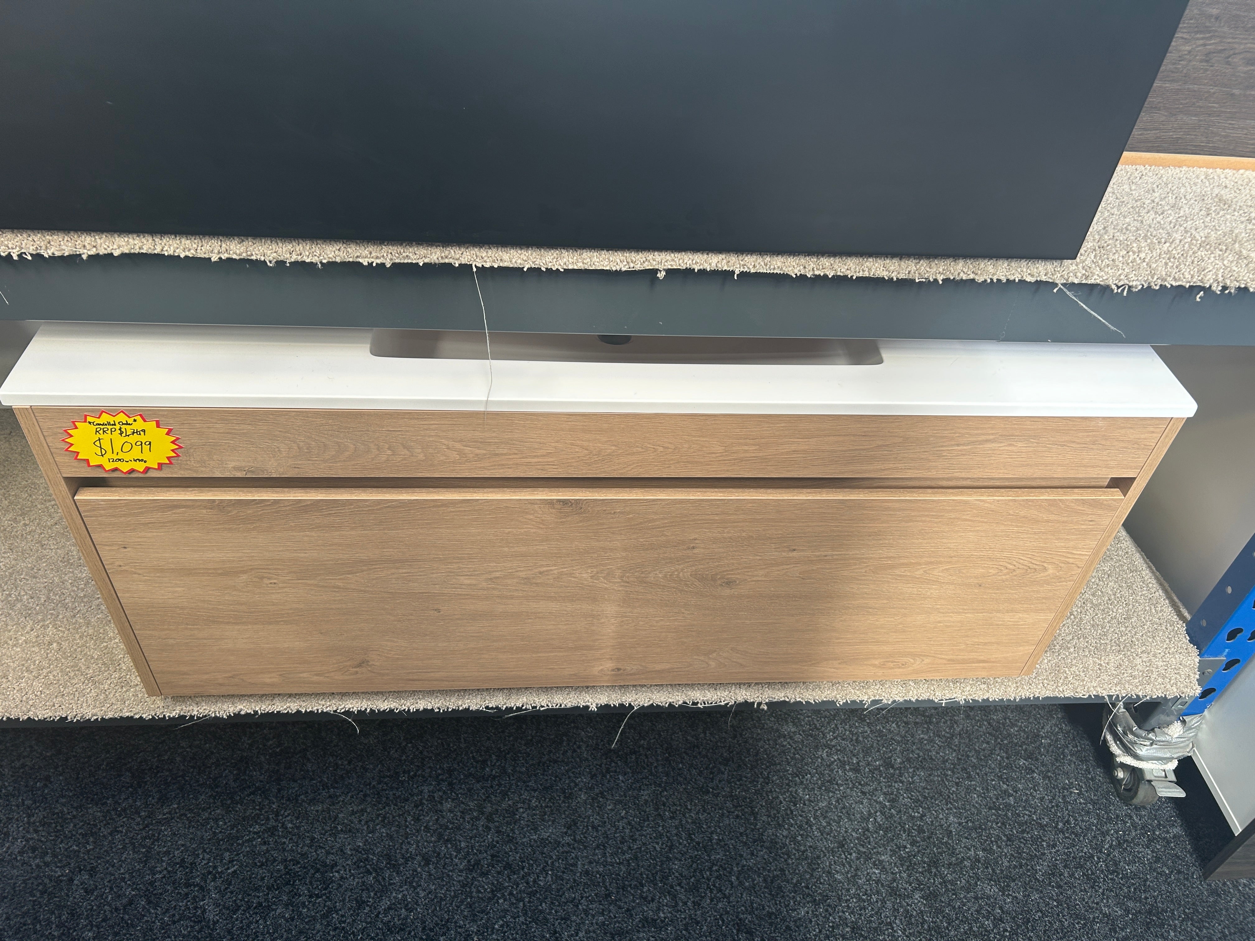 *Cancelled Order* NEW LUXE PLUS 1200x490 Wall Hung Vanity – Single Bowl, 2 Drawer
