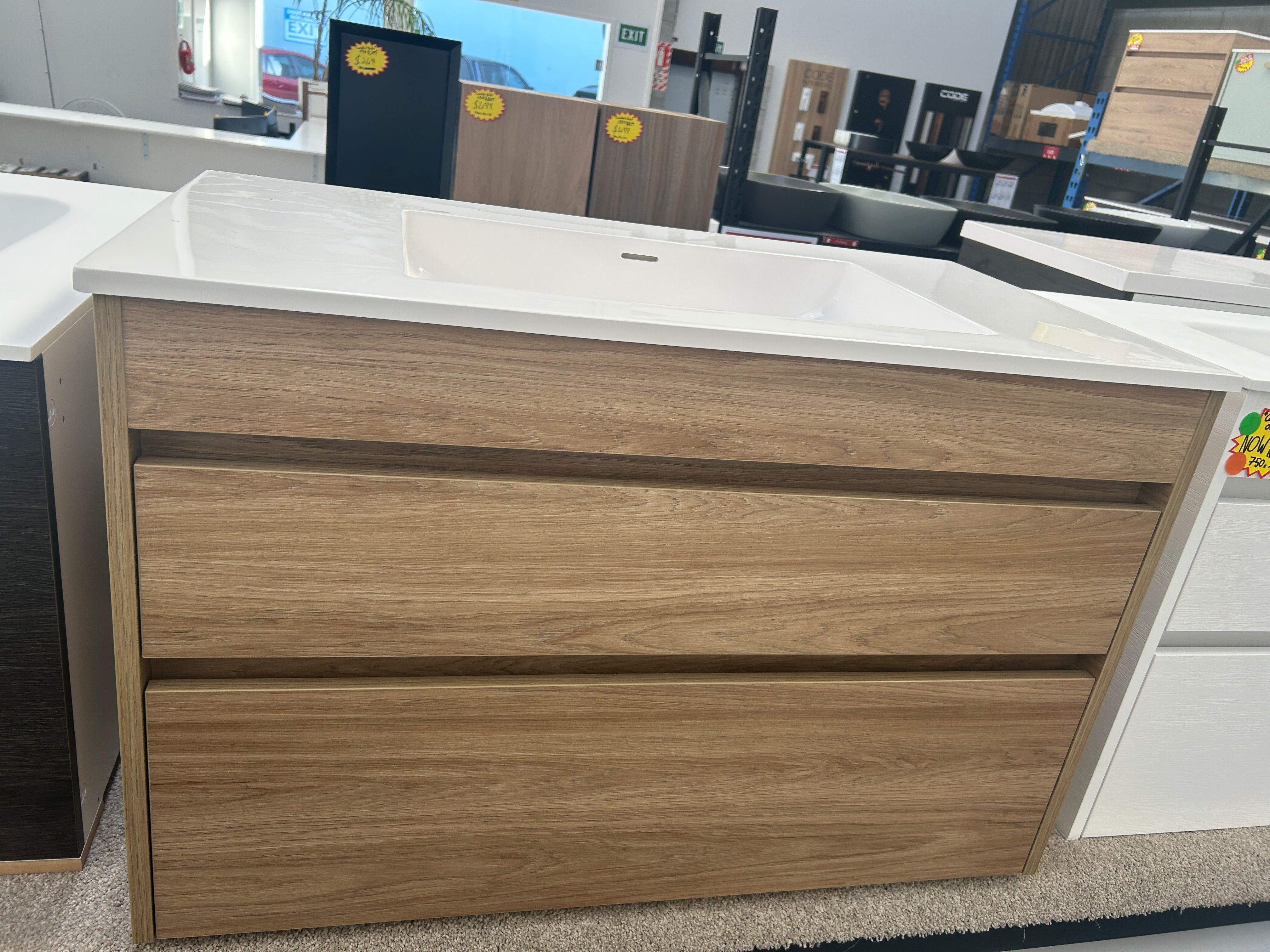 *Cancelled Order* NEW LUXE 900x490 Wall Hung Vanity – Single Bowl, 2 Drawer