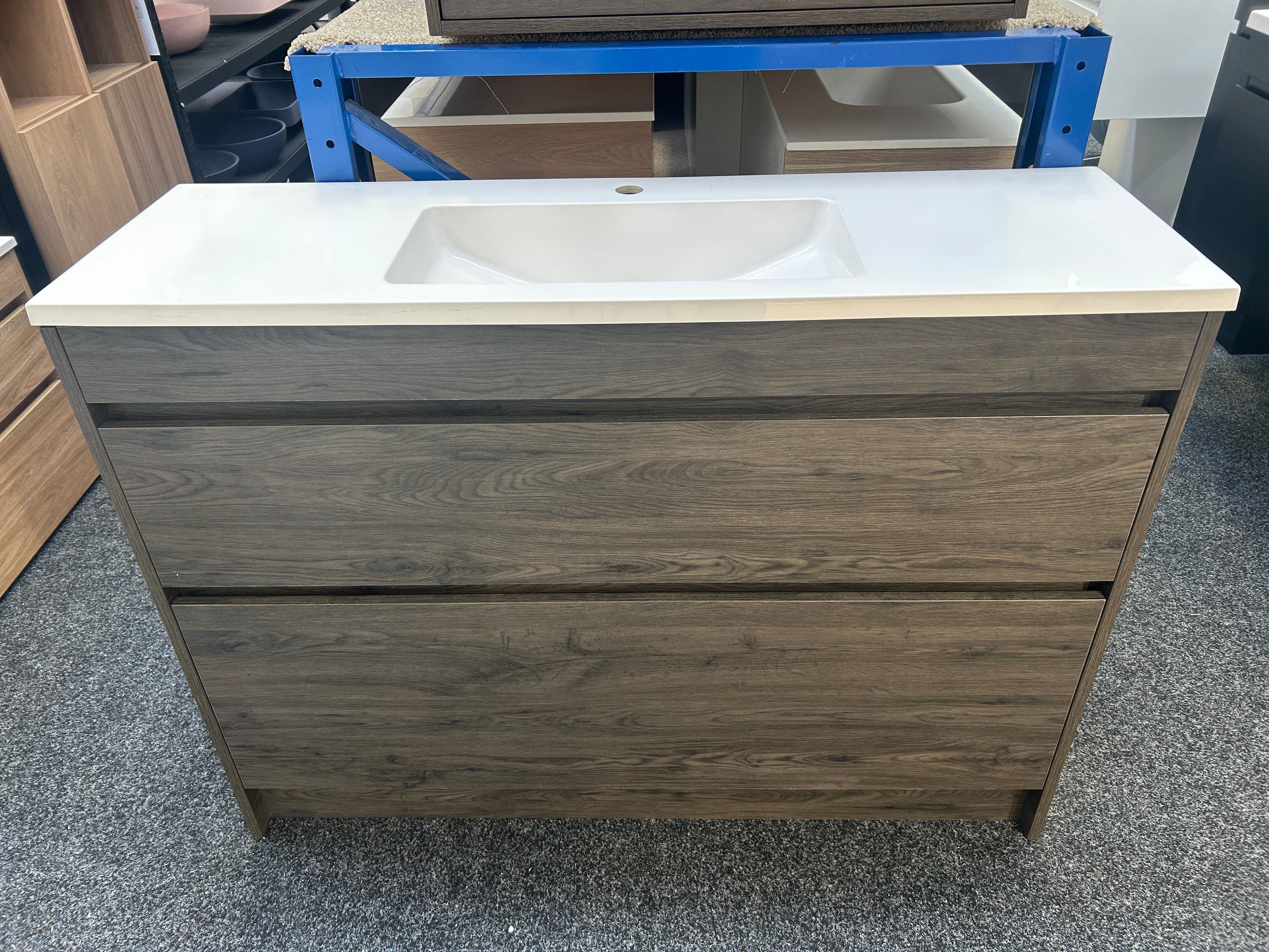 *Light Scuff* LUXE 1200 Floor Standing Vanity – Single Bowl, 2 Drawer