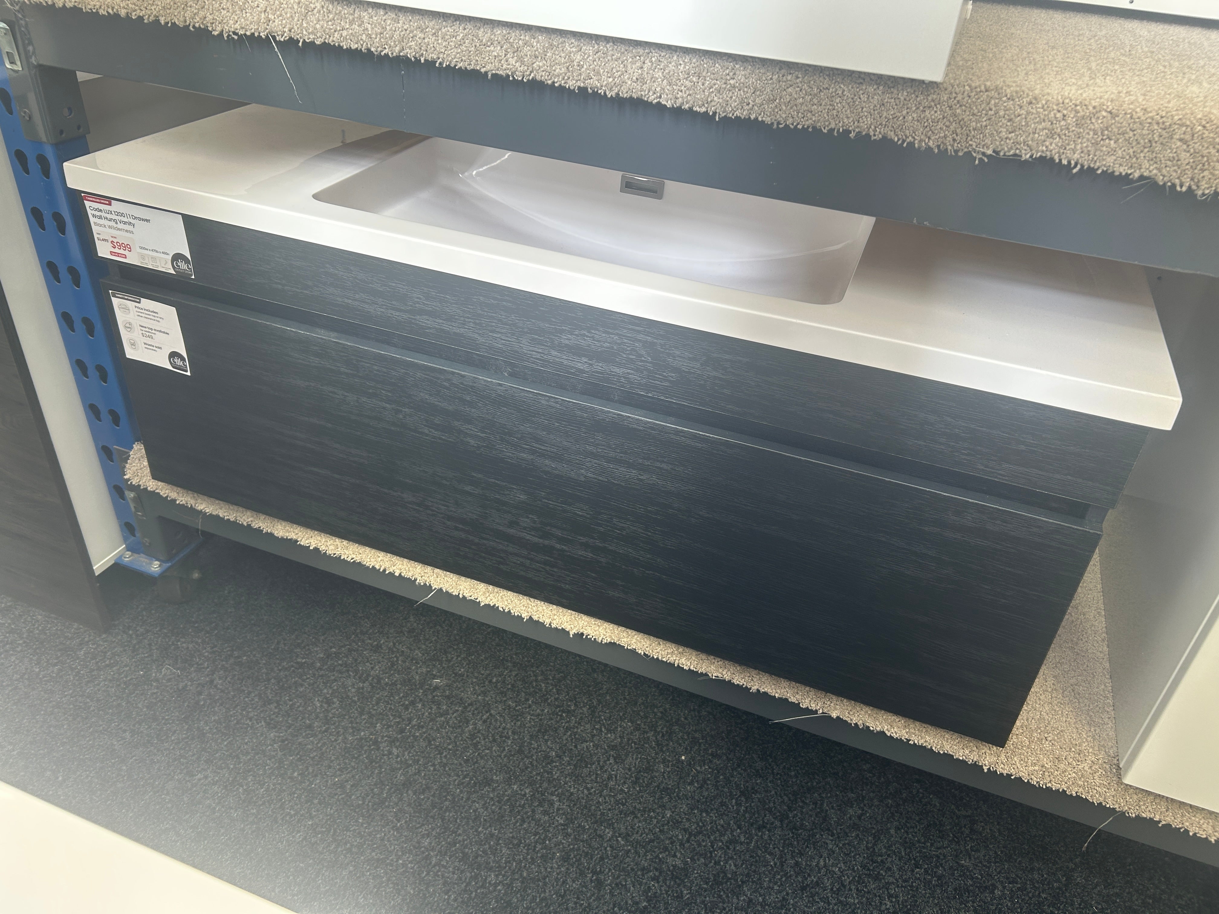 *Cancelled Order* Code LUX 1200 Wall Hung Vanity – Single Bowl, 1 Drawer
