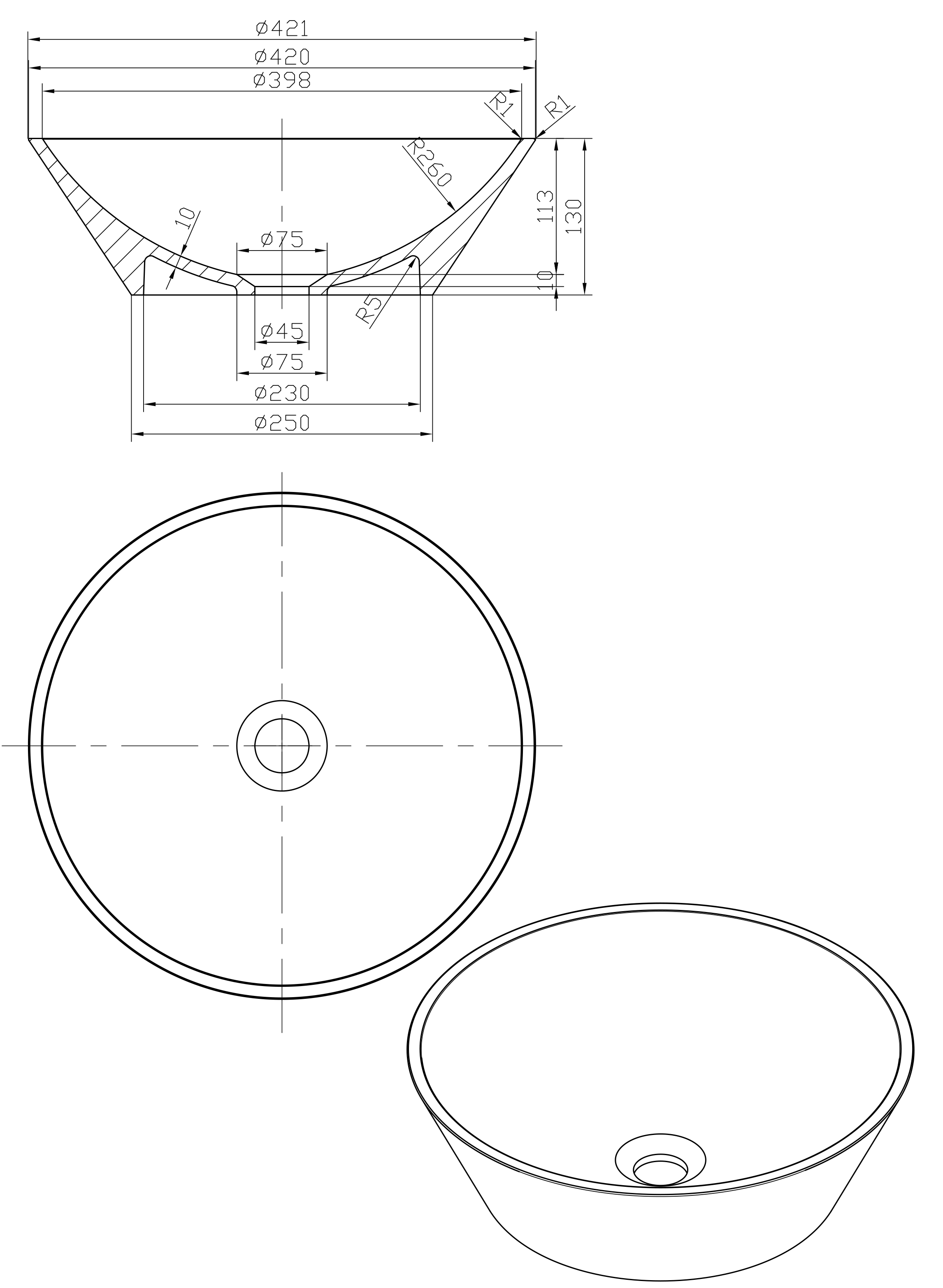 WATERWARE ROUND BASIN 420X130MM - GLOSS WHITE
