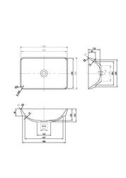 WATERWARE CUBE INSET RECTANGLE BASIN 530X355X80MM - 2 COLOURS