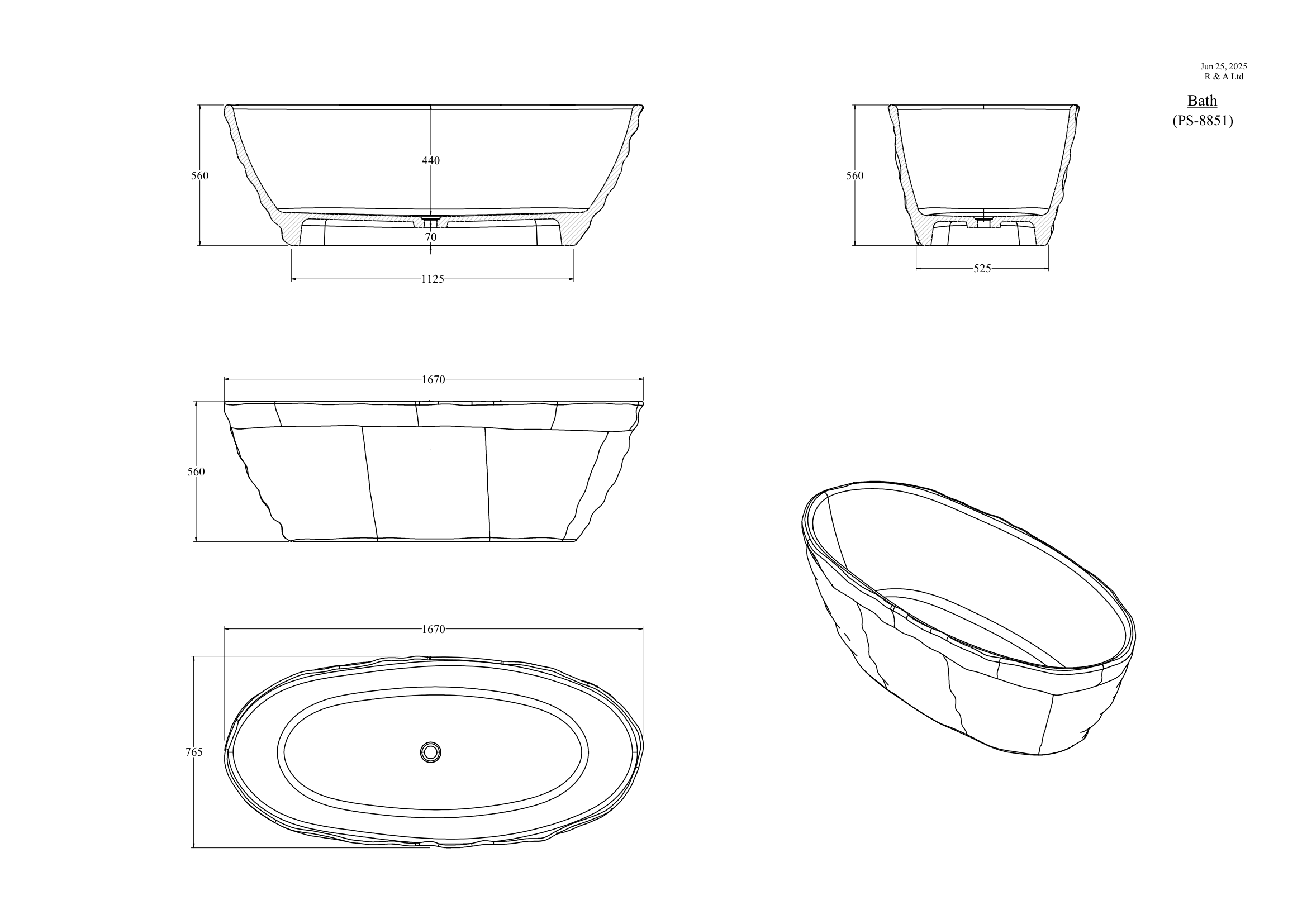 Clear Acrylic Bath 1700