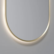 SOLACE LED MIRROR - OVAL 600MMX900MM BRUSHED BRASS FRAMED