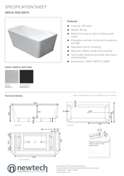 Newtech Indus Back-to-Wall Bath 1700 White/Black