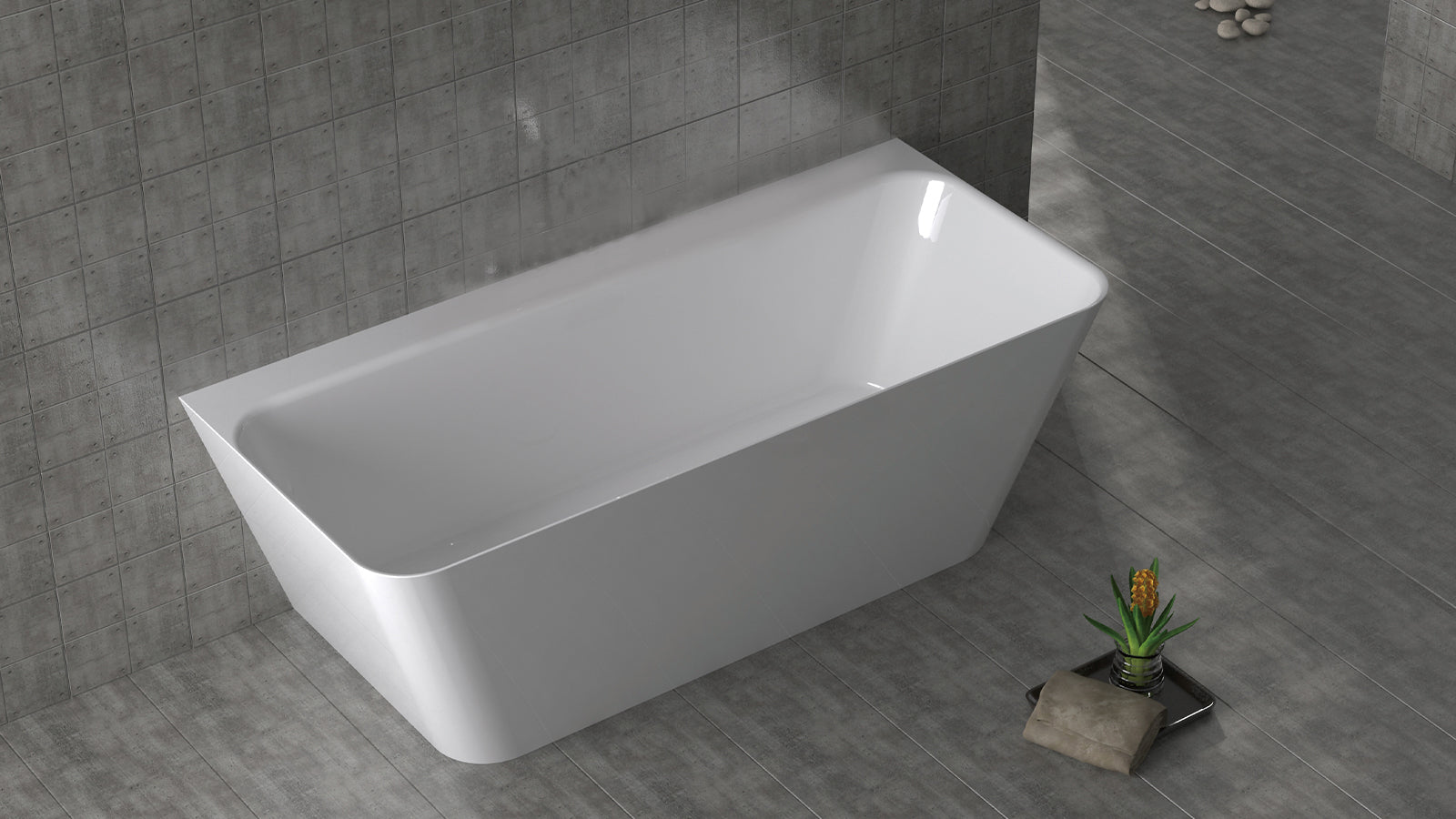 WATERWARE 1700MM BACK TO WALL STONE BATH