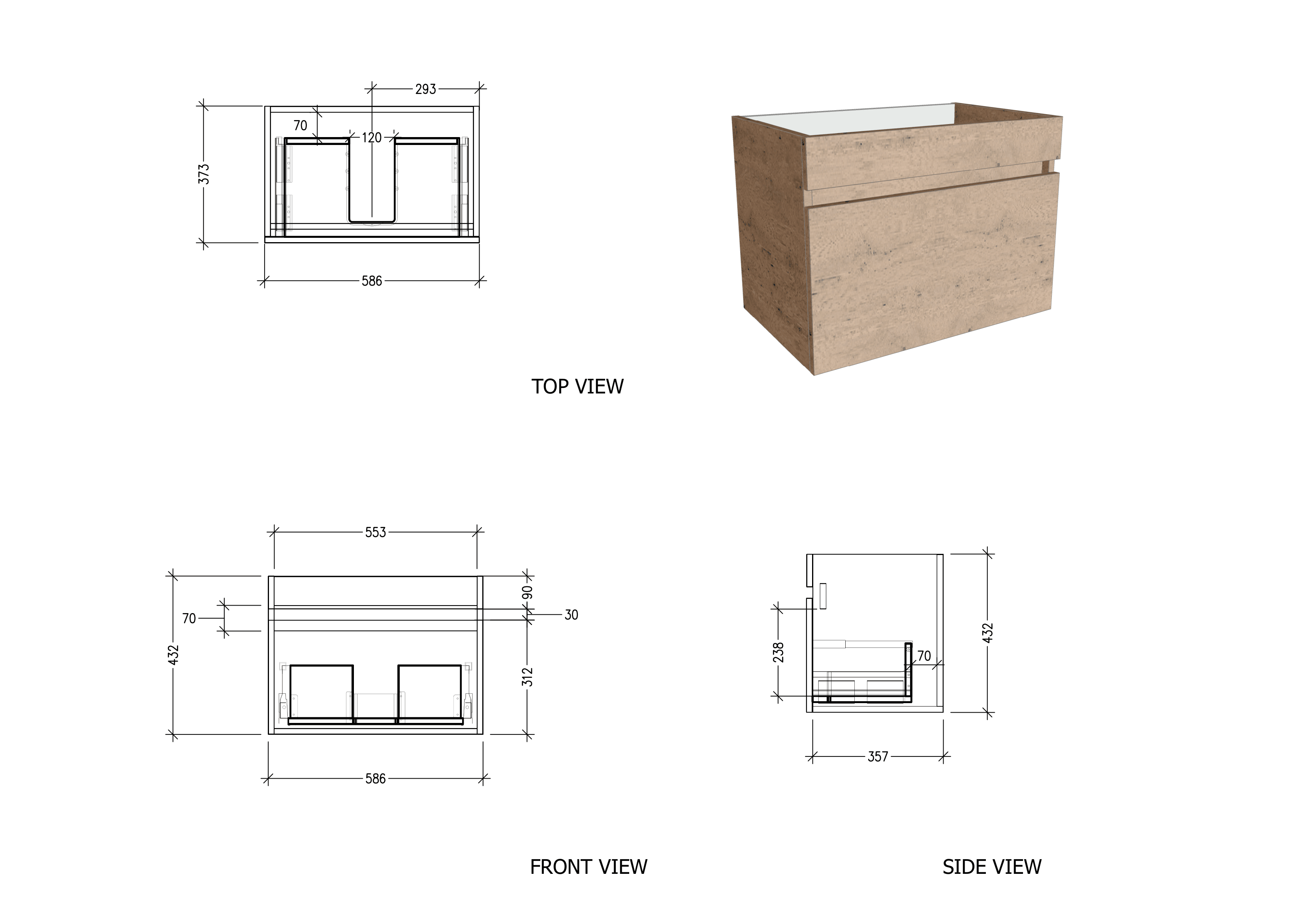 *Cancelled Order* LUX 600 Slim Wall Hung Vanity – Single Bowl, 1 Drawer