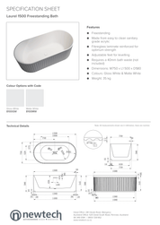 LAUREL 1500 FREESTANDING BATH - MATTE WHITE