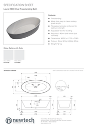 LAUREL 1800 OVAL FREESTANDING BATH - MATTE WHITE