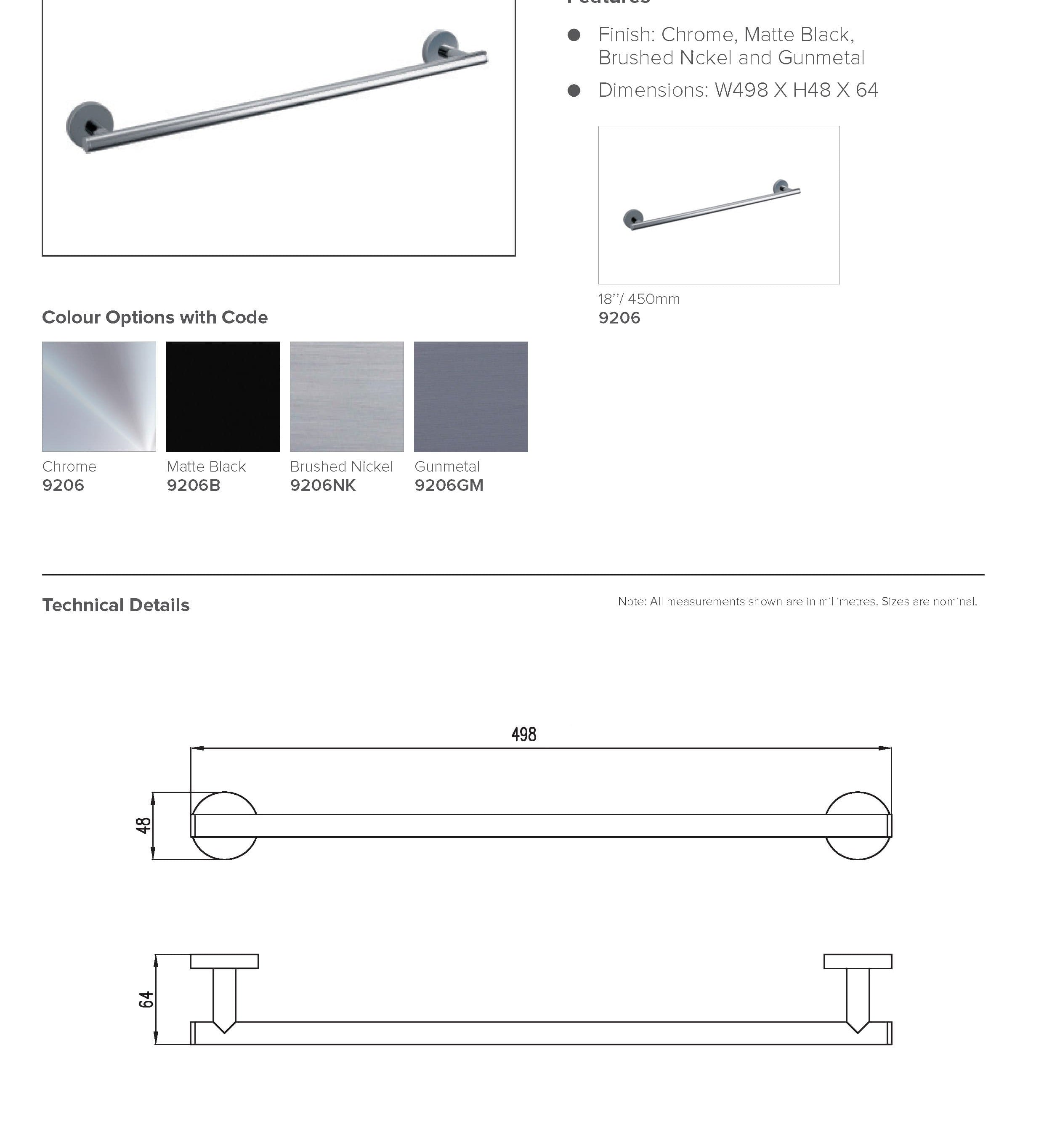 loop-towel-rail-450-spec-sheet
