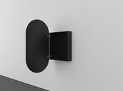 oval mirror cabinet inset black recessed open hinge