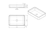 WATERWARE CUBE RECTANGLE BASIN 580X380X110MM - MATTE WHITE