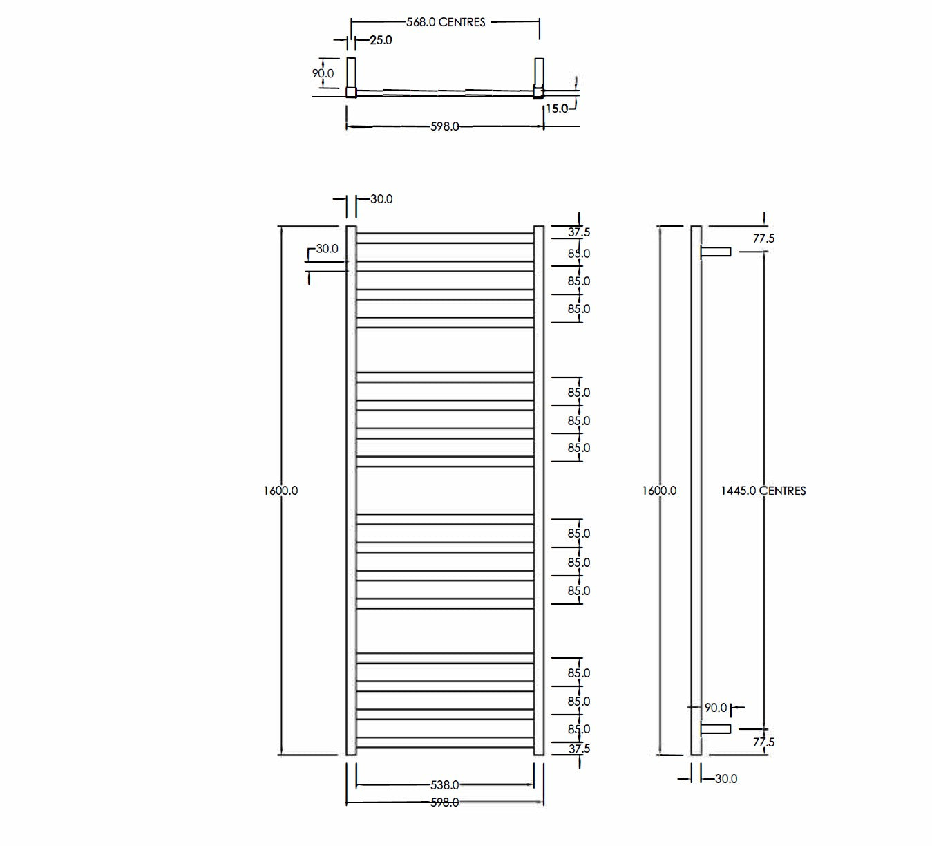 code-square-heated-towel-ladder-1600-spec-sheet
