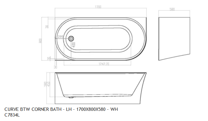 *End of Line* NEWTECH CURVE BTW CORNER BATH 2 SIZES