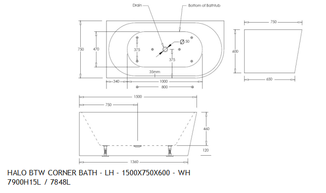 *End of Line* NEWTECH HALO CORNER BATH 2 SIZES