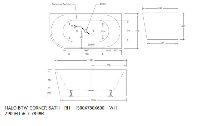 *End of Line* NEWTECH HALO CORNER BATH 2 SIZES