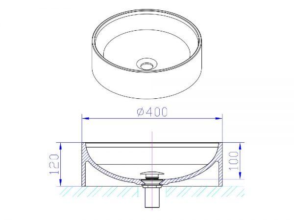 WATERWARE HALO ROUND BASIN 400X400X120MM - GLOSS WHITE