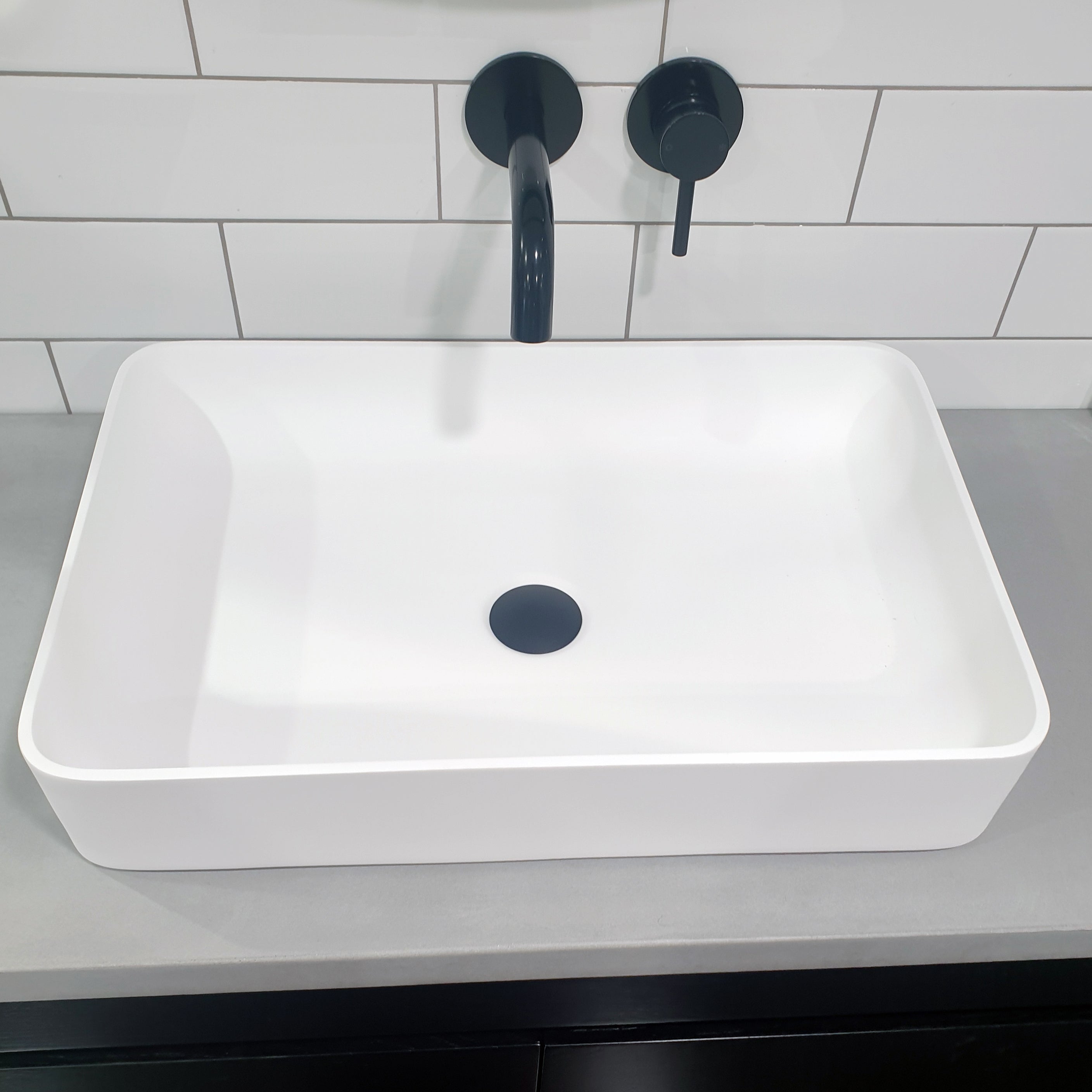 WATERWARE CUBE RECTANGLE BASIN 580X380X110MM - MATTE WHITE
