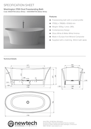 WASHINGTON 1700 FREESTANDING OVAL BATH - GLOSS WHITE